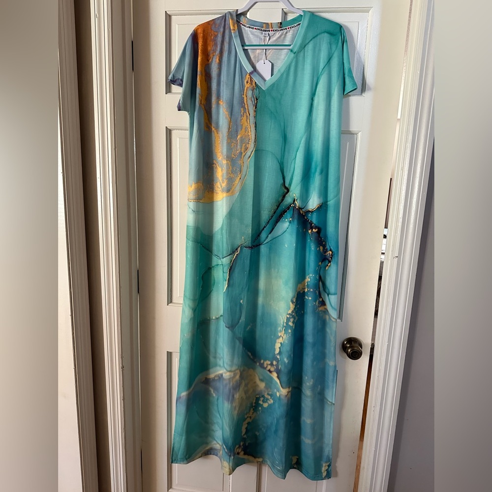 Light in the Box short sleeve knit maxi dress, size XXL